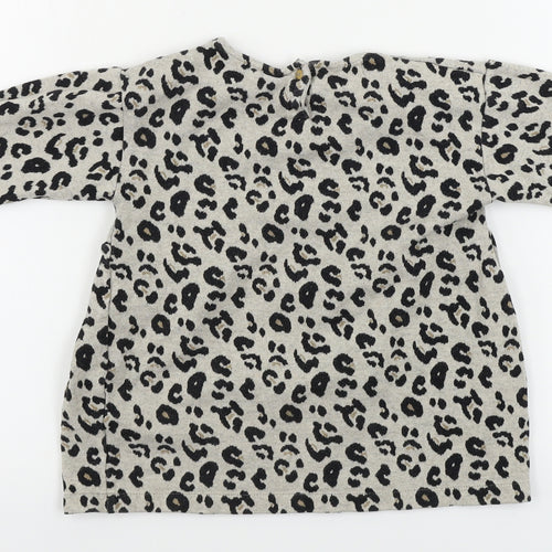 Zara Girls Beige Animal Print  Pullover Jumper Size 3-4 Years