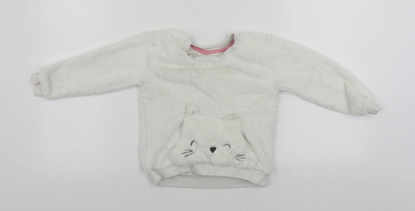 Nutmeg  Girls White   Pullover Jumper Size 4-5 Years