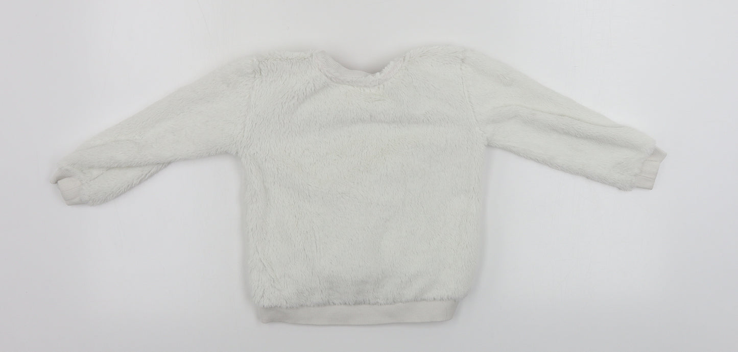 Nutmeg  Girls White   Pullover Jumper Size 4-5 Years