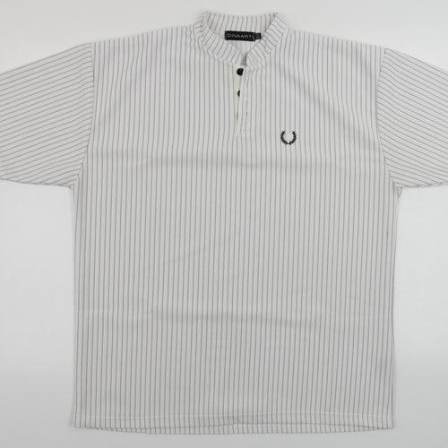 Ginaarti  Womens White Striped  Basic T-Shirt Size M