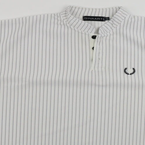 Ginaarti  Womens White Striped  Basic T-Shirt Size M