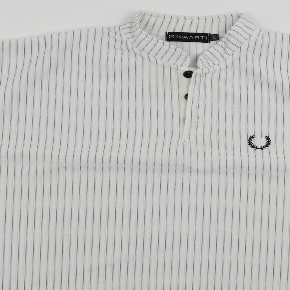 Ginaarti  Womens White Striped  Basic T-Shirt Size M