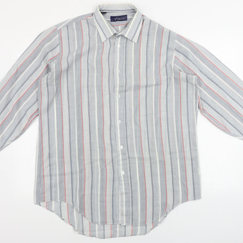 Finesse  Mens Grey Striped   Button-Up Size 16