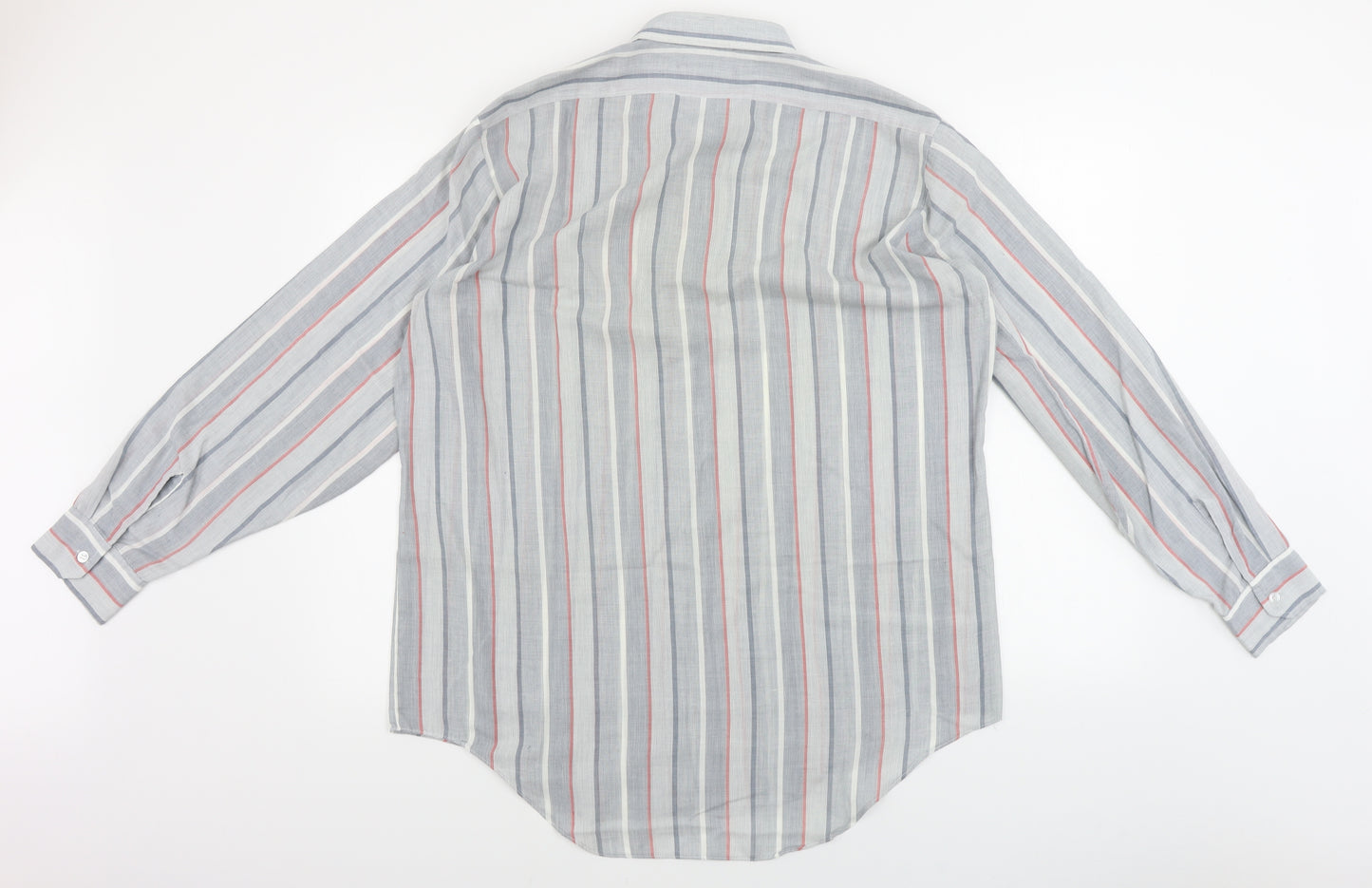 Finesse  Mens Grey Striped   Button-Up Size 16