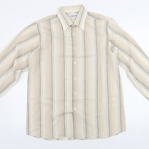 trend Mens Brown Striped   Button-Up Size M