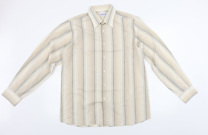 trend Mens Brown Striped Button-Up Size M