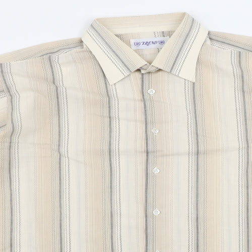 trend Mens Brown Striped   Button-Up Size M