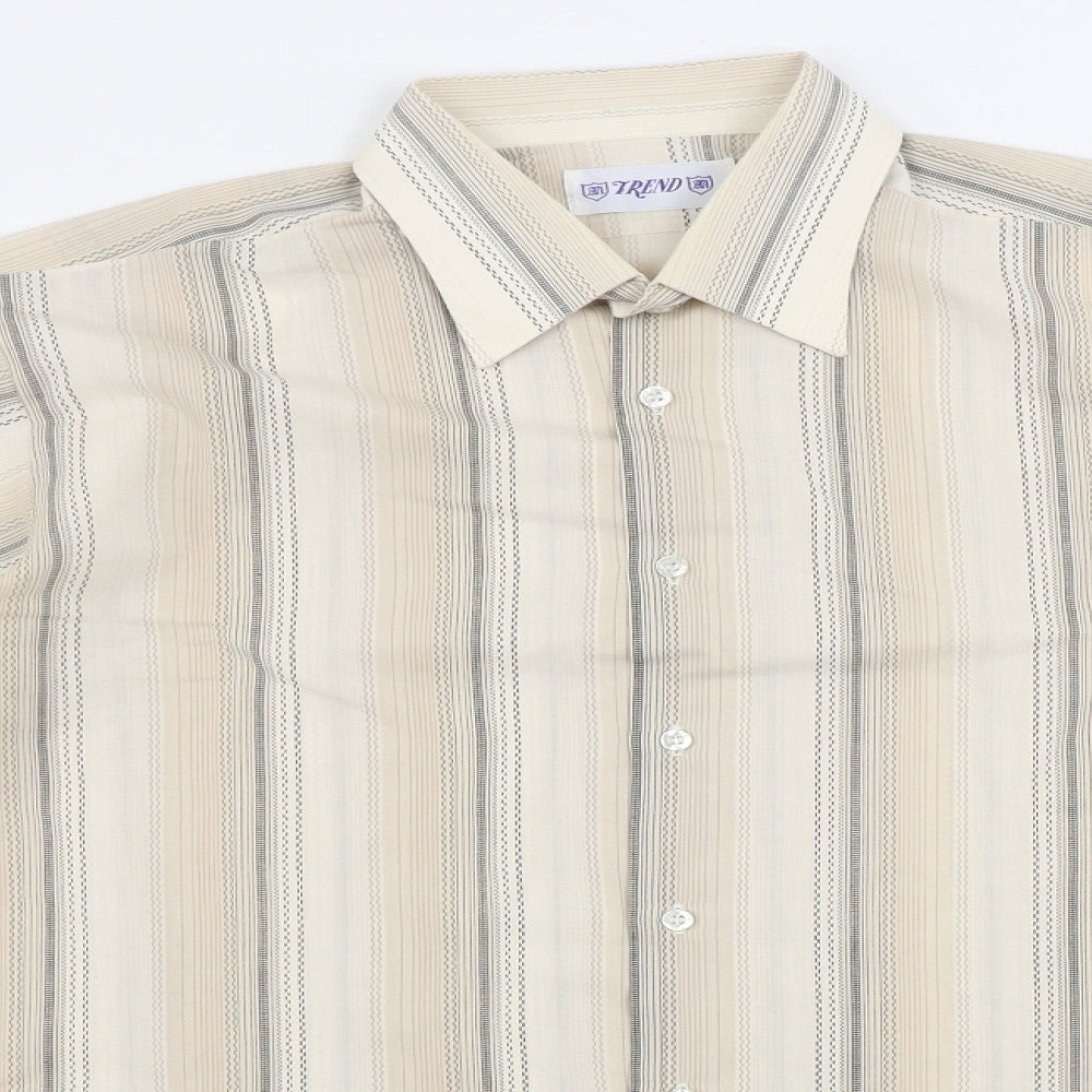 trend Mens Brown Striped   Button-Up Size M