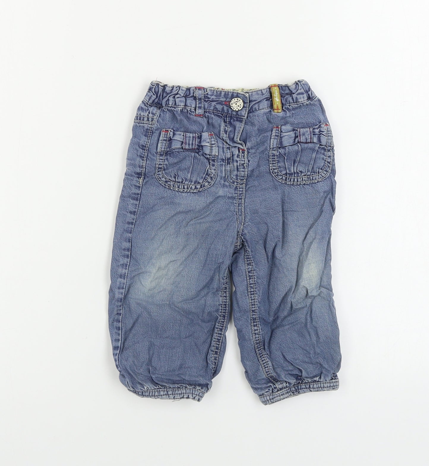 Marks and Spencer  Girls Blue   Cargo Trousers Size 9-12 Months