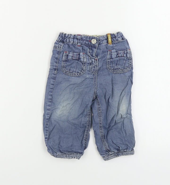 Marks and Spencer  Girls Blue   Cargo Trousers Size 9-12 Months