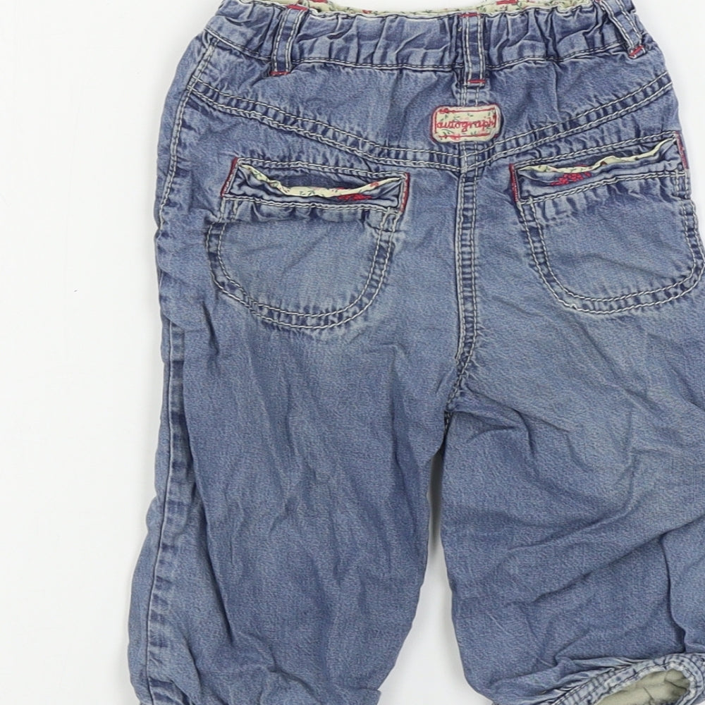 Marks and Spencer  Girls Blue   Cargo Trousers Size 9-12 Months