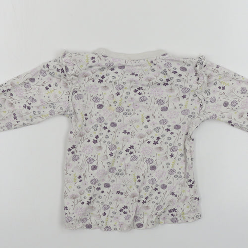 Hullabaloo  Girls White Floral  Basic T-Shirt Size 3 Years