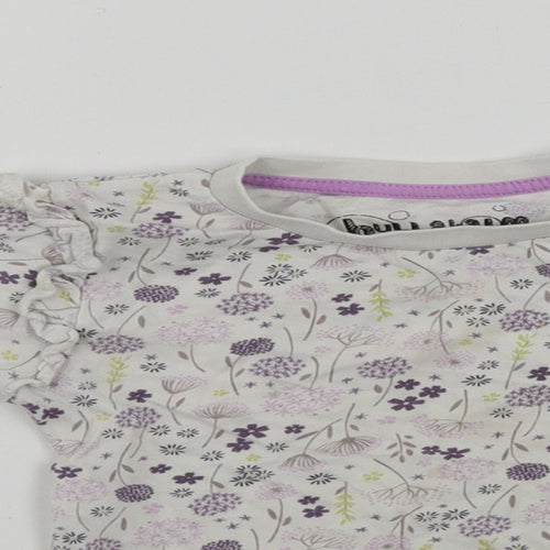 Hullabaloo  Girls White Floral  Basic T-Shirt Size 3 Years