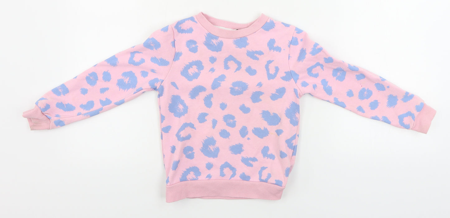 pep&co Girls Pink Animal Print  Pullover Jumper Size 4-5 Years