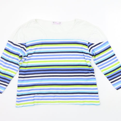 fabrigio  Womens Blue Striped  Pullover Jumper Size 16