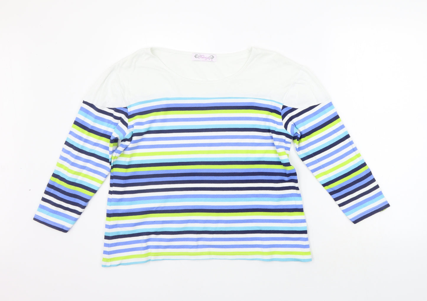 fabrigio  Womens Blue Striped  Pullover Jumper Size 16