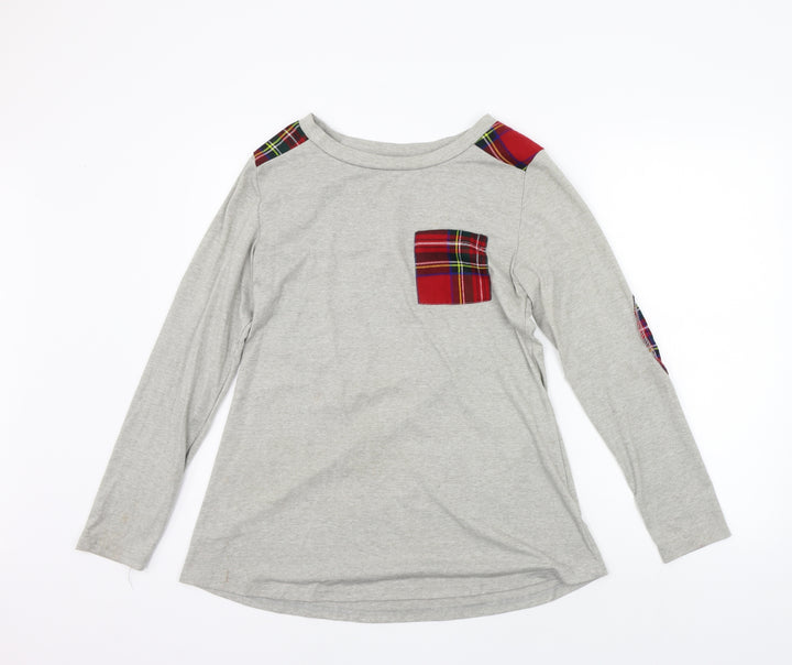 Blooming Jelly Womens Grey Check Basic T-Shirt Size S