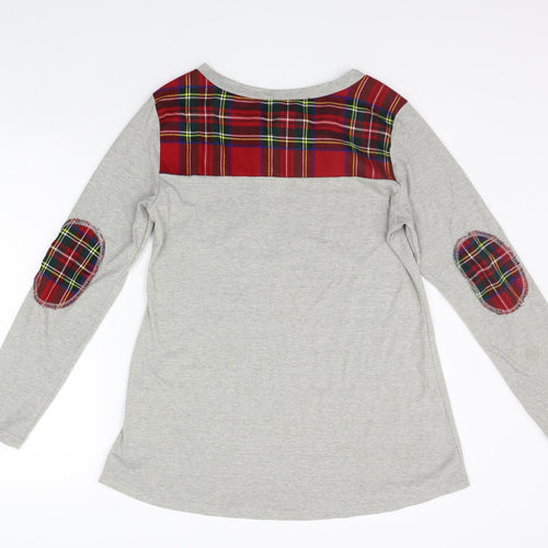 Blooming Jelly Womens Grey Check  Basic T-Shirt Size S