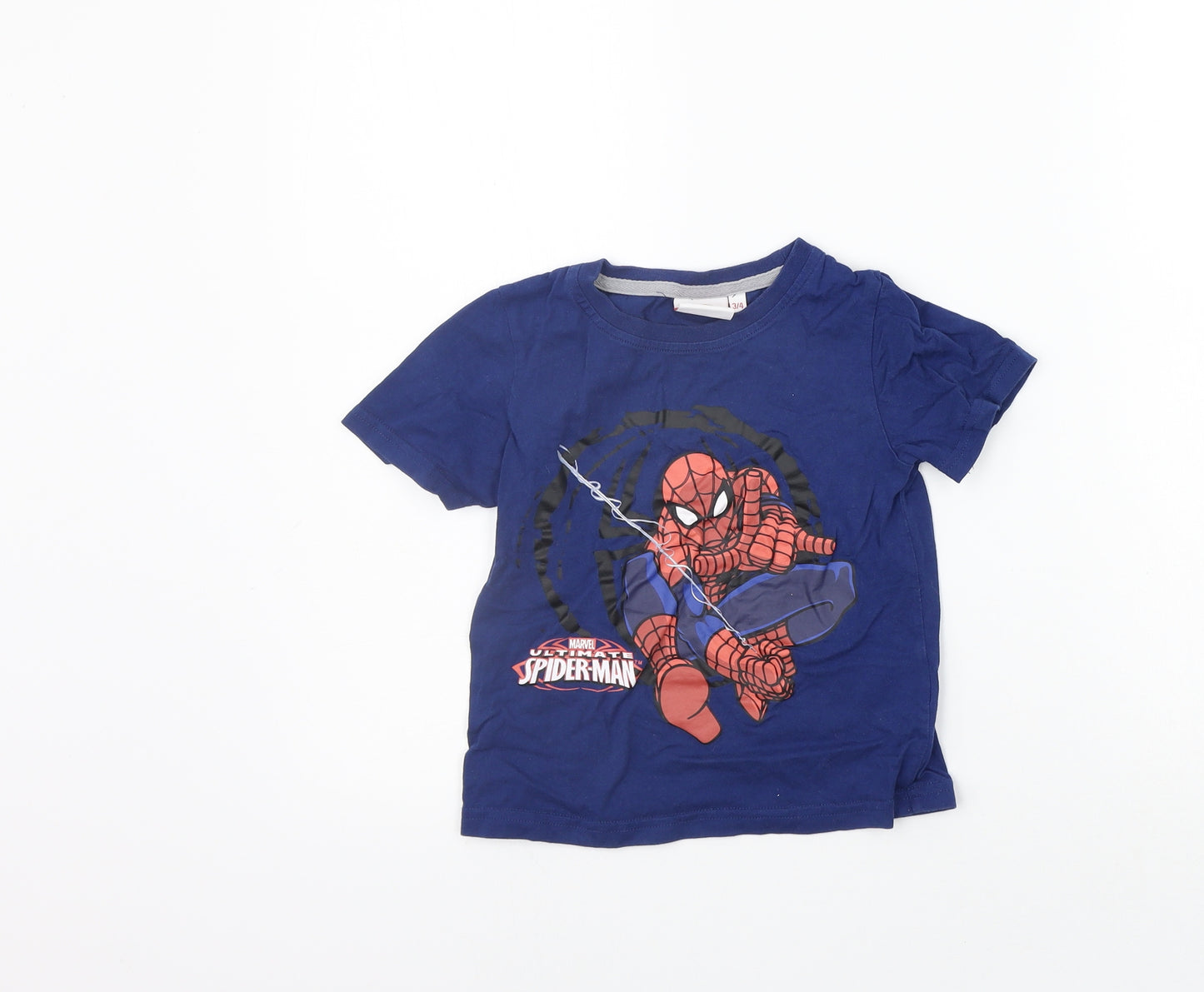 Marvel Girls Blue   Basic T-Shirt Size 3-4 Years  - SPIDERMAN