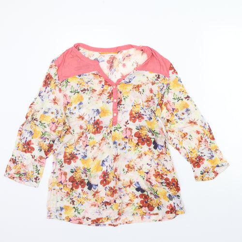 Scullers Womens Pink Floral  Basic T-Shirt Size XL