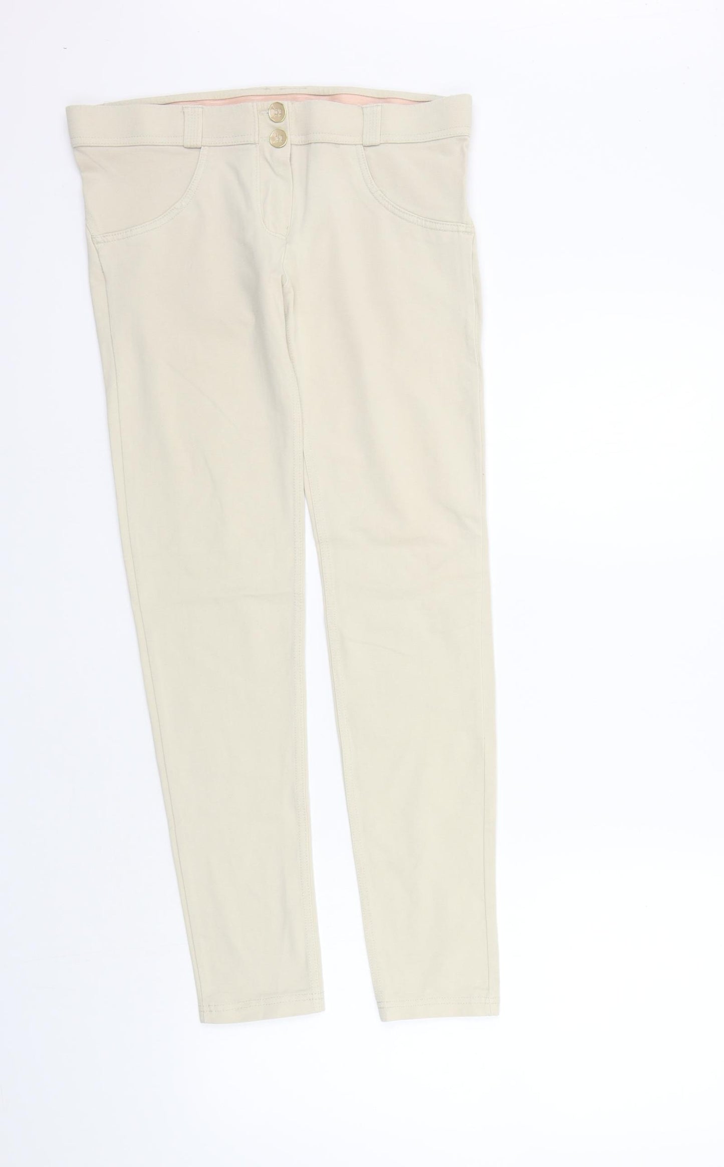 Yessica Womens Beige   Trousers  Size 10 L25 in - Elastic Waist Band