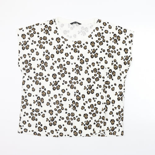 Love Tree Womens White Animal Print  Basic T-Shirt Size 20