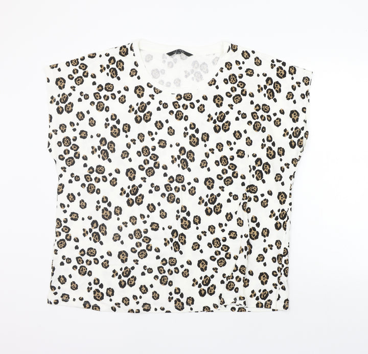Love Tree Womens White Animal Print Basic T-Shirt Size 20