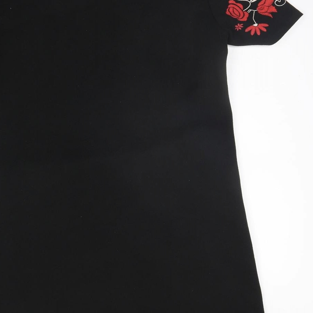 Boohoo Womens Black Floral  A-Line  Size 14