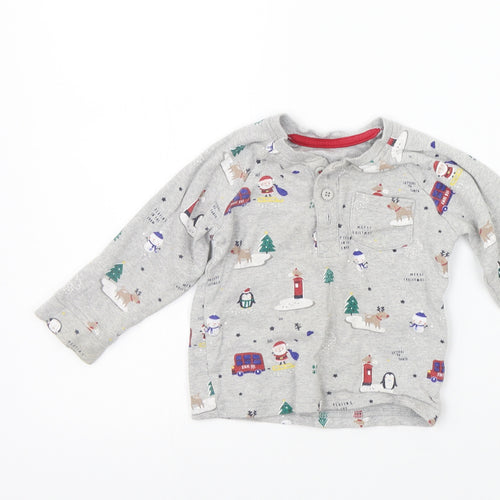 George Girls Grey Geometric  Basic T-Shirt Size 9-12 Months