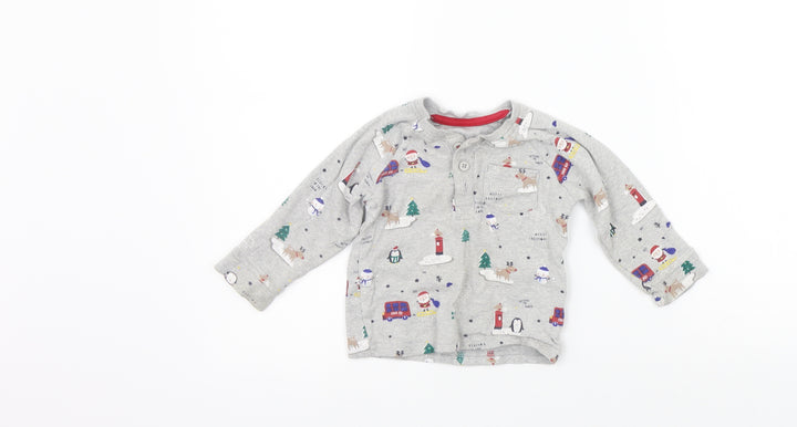 George Girls Grey Geometric  Basic T-Shirt Size 9-12 Months