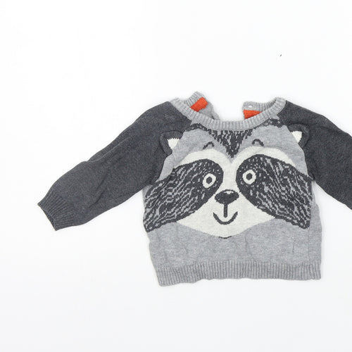 Earlydays Girls Grey   Pullover Jumper Size 3-6 Months  - animal design