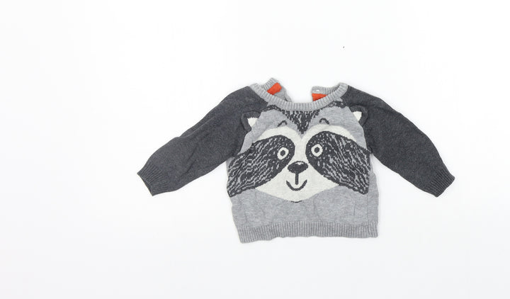Earlydays Girls Grey   Pullover Jumper Size 3-6 Months  - animal design