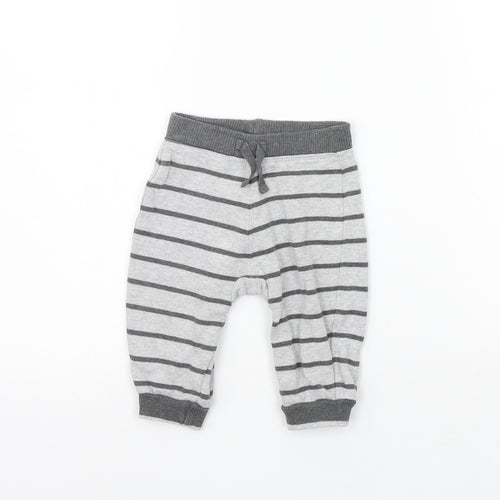 George Girls Grey Striped  Jogger Trousers Size 3-6 Months