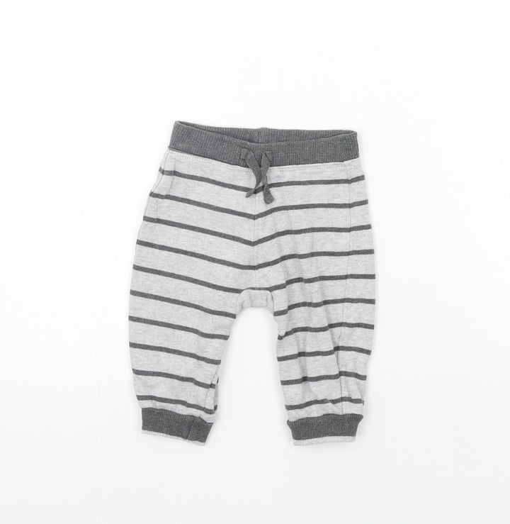 George Girls Grey Striped Jogger Trousers Size 3-6 Months