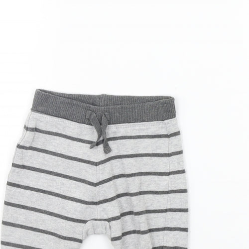 George Girls Grey Striped  Jogger Trousers Size 3-6 Months