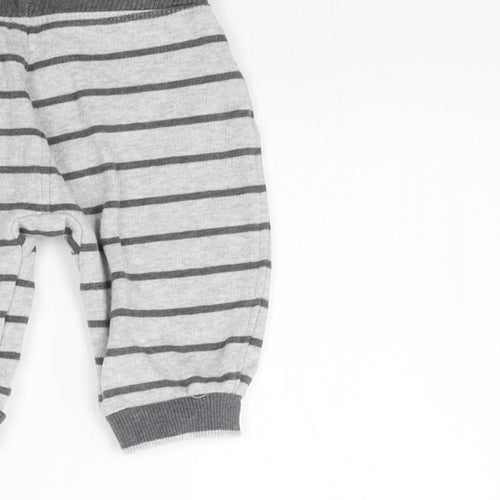 George Girls Grey Striped  Jogger Trousers Size 3-6 Months