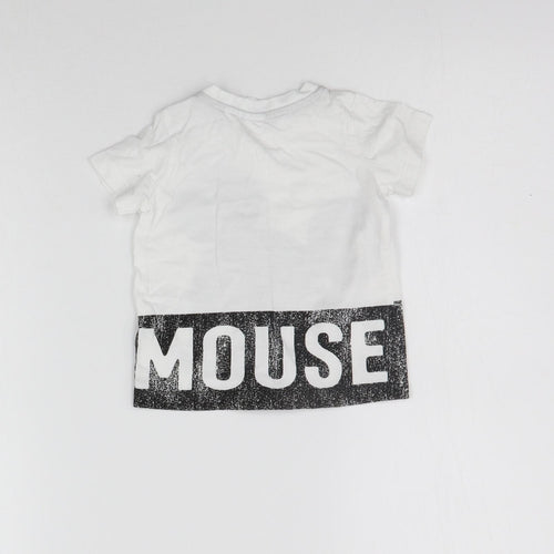 H&M Girls White   Basic T-Shirt Size 6-9 Months  - mickey mouse