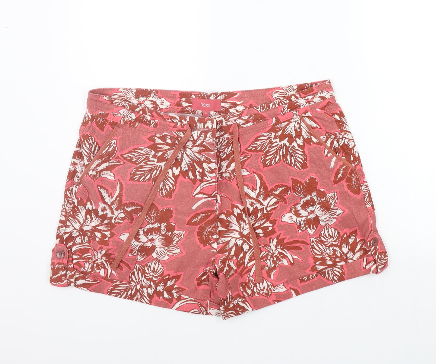 Next  Womens Pink Floral  Chino Shorts Size 14