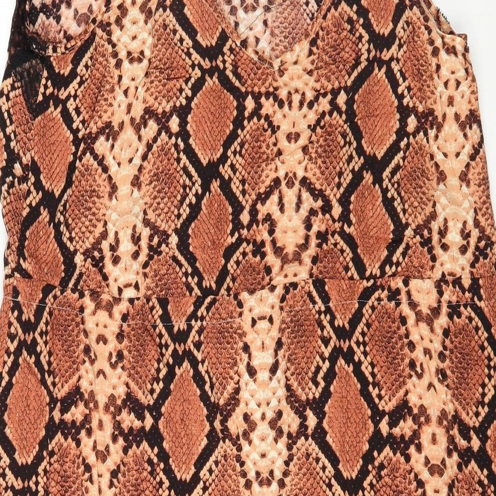 George Womens Brown Animal Print   Gown Size 20