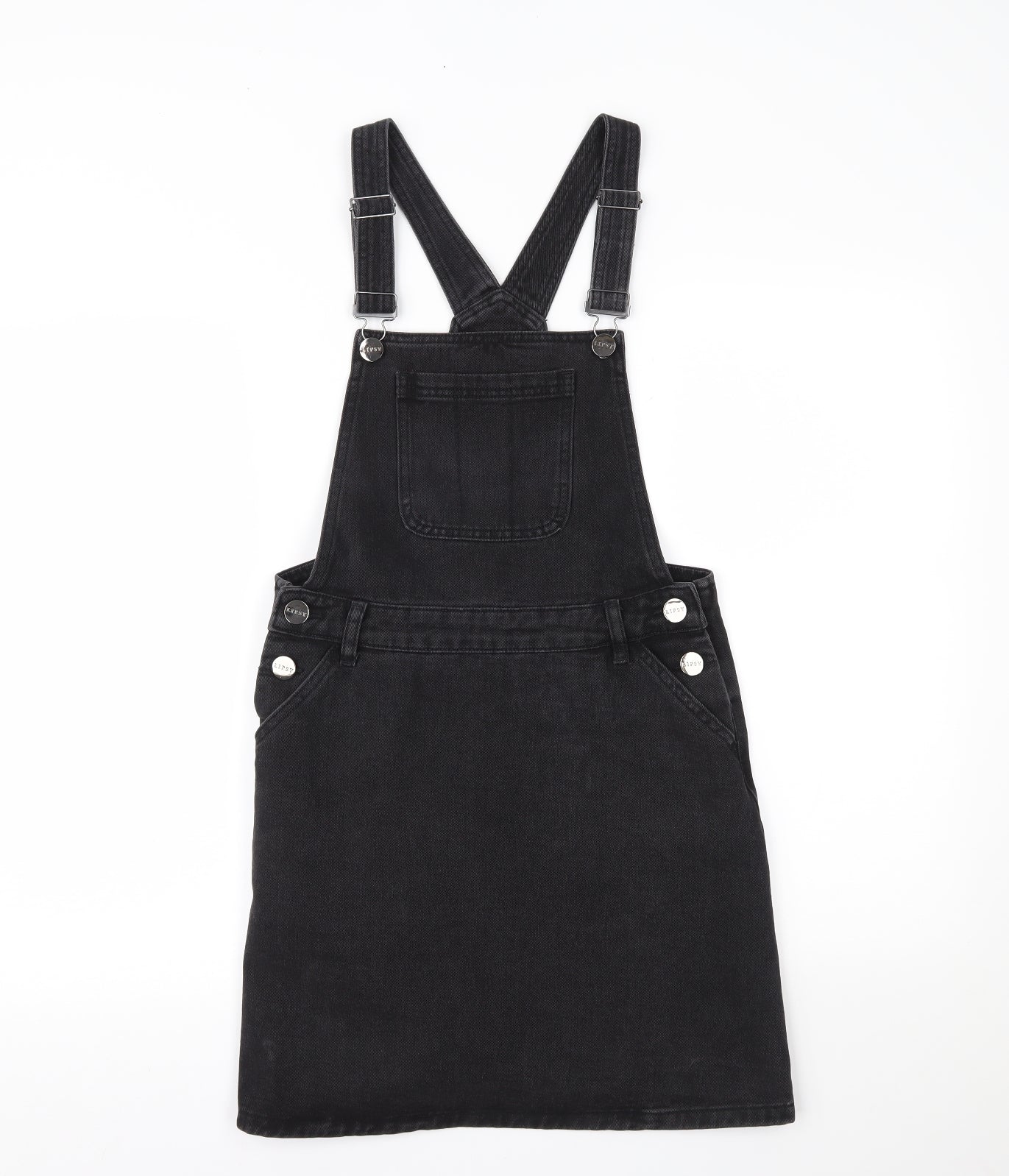 Lipsy Womens Black  Denim Pinafore/Dungaree Dress  Size 8