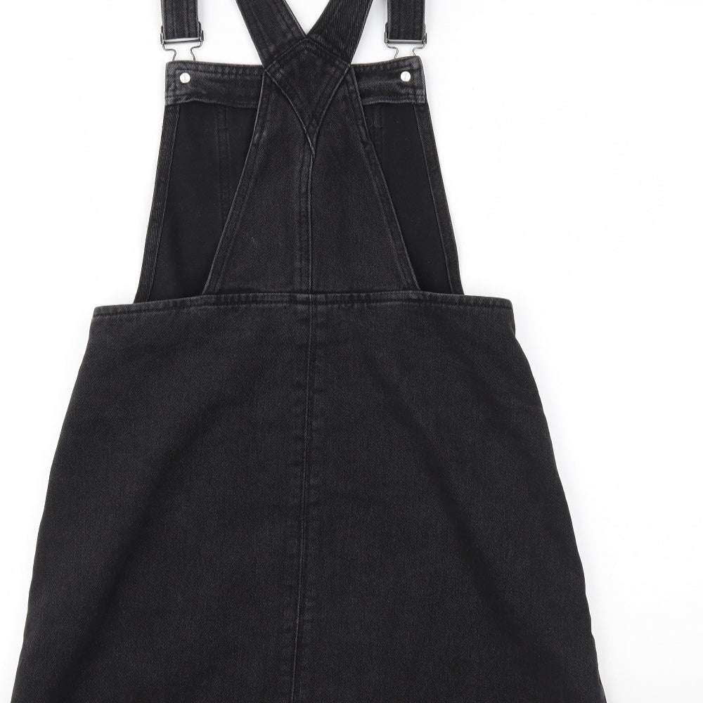 Lipsy Womens Black  Denim Pinafore/Dungaree Dress  Size 8