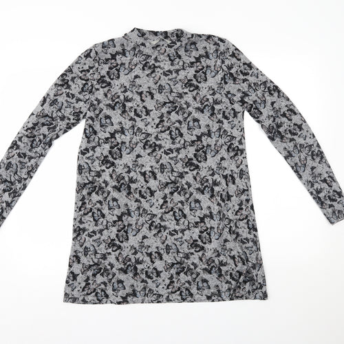 George Womens Grey Animal Print  Basic Blouse Size 8