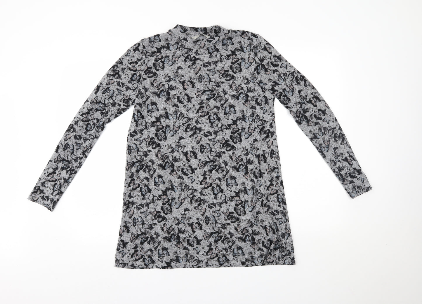 George Womens Grey Animal Print  Basic Blouse Size 8