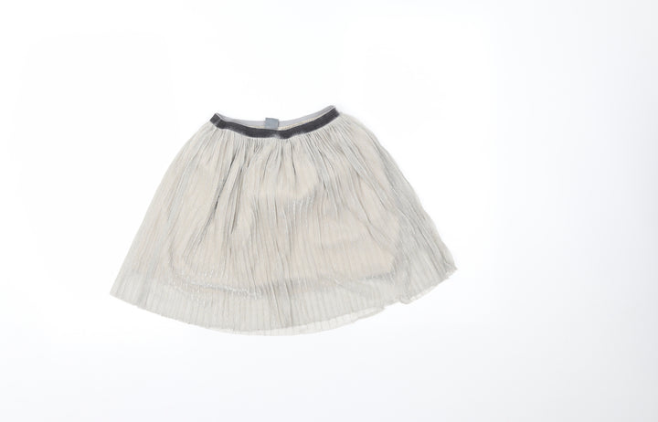 NEXT Girls Silver   Pleated Skirt Size 10 Years