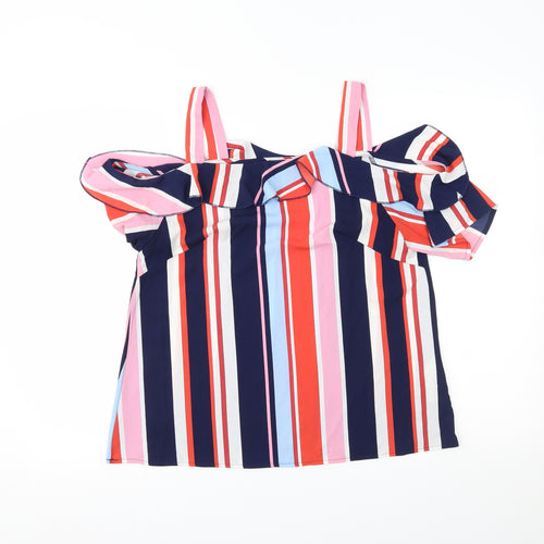 Quiz Womens Multicoloured Striped  Basic Blouse Size 10