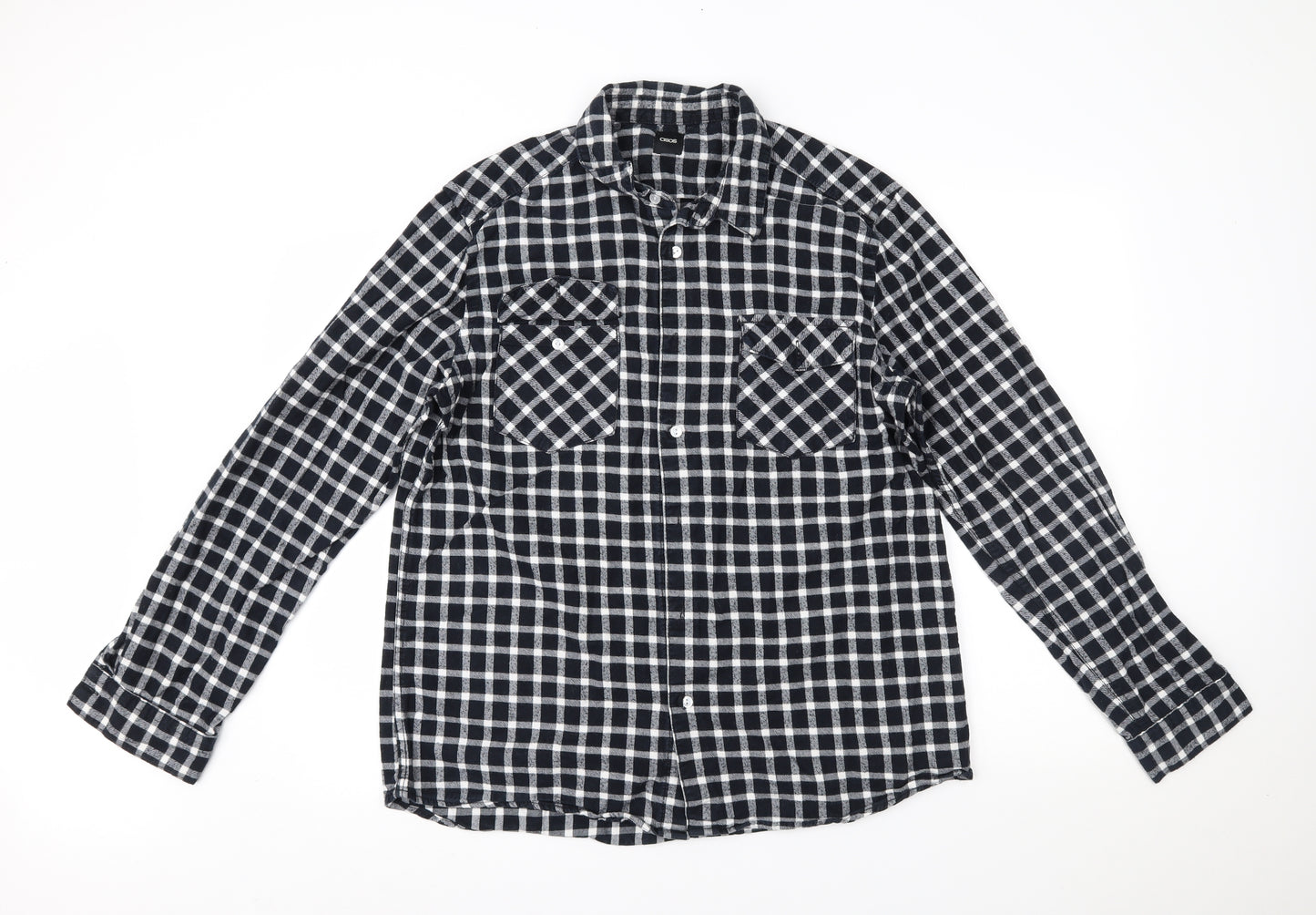 ASOS Mens Blue Plaid   Button-Up Size XL