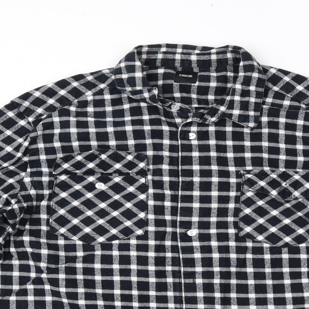ASOS Mens Blue Plaid   Button-Up Size XL