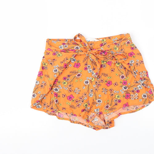 Cotton On Girls Orange Floral   Shorts Size 11 Years