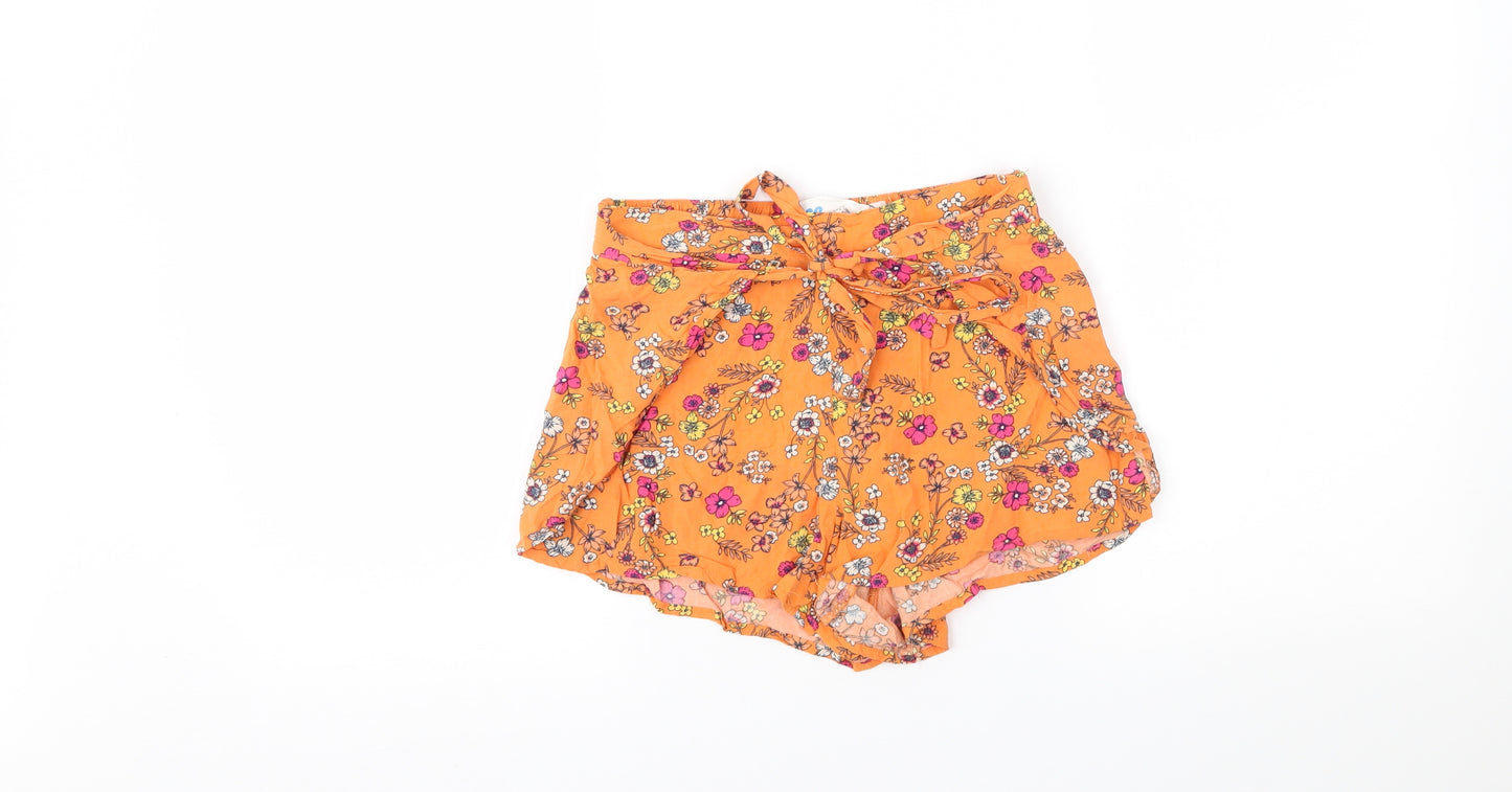 Cotton On Girls Orange Floral   Shorts Size 11 Years