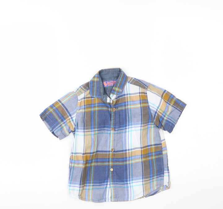 NEXT Boys Blue Plaid  Basic Button-Up Size 4 Years